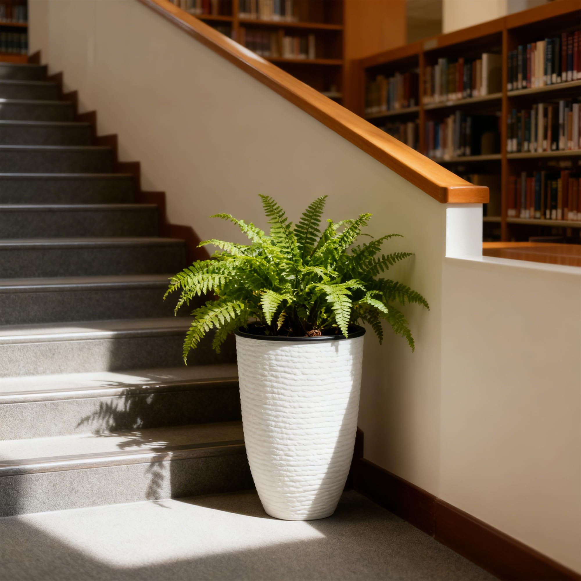 Worth pair of planters styled in living room adding refined greenery