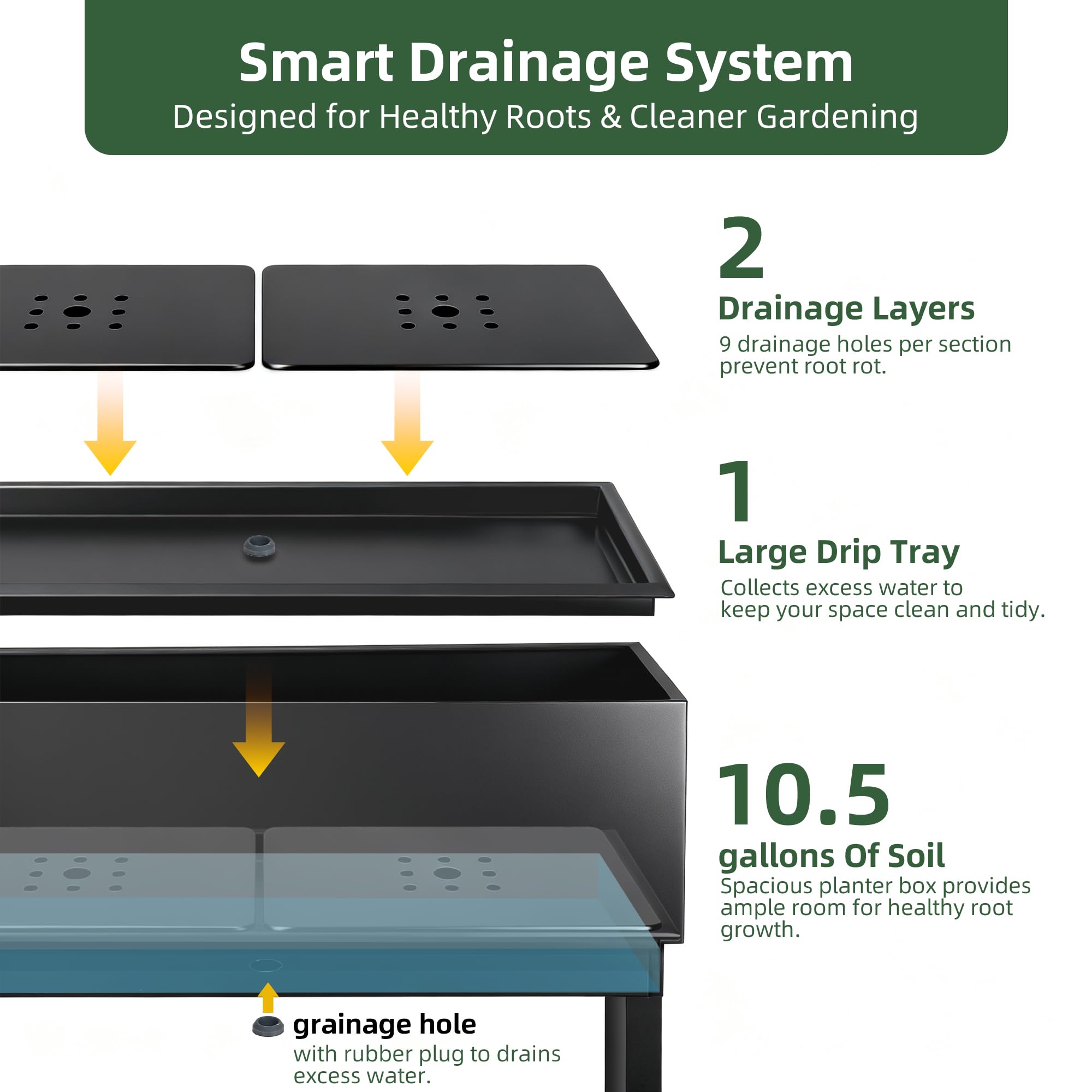 WORTH planter next to ruler showing dimensions, communicates compact fit and space-saving benefit