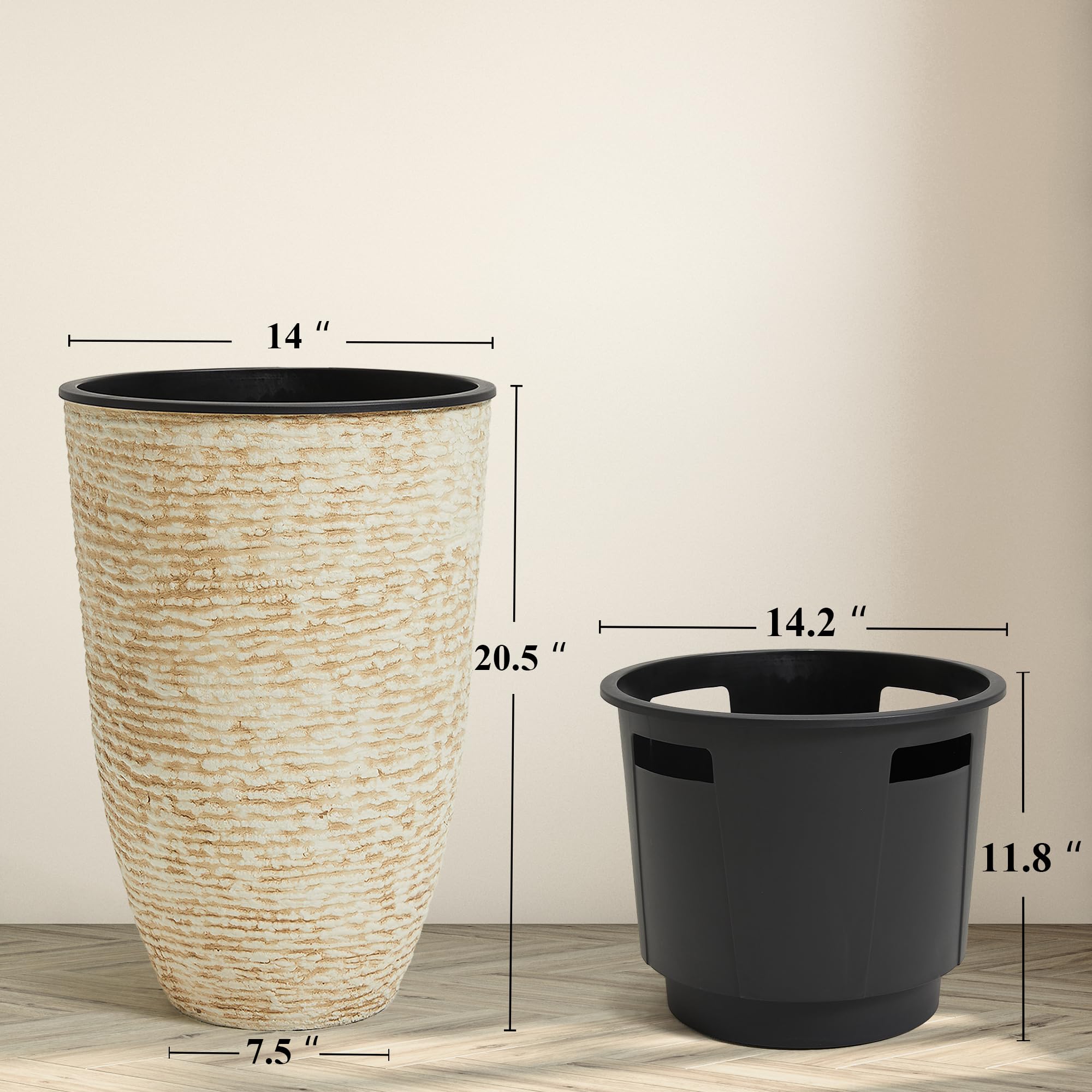 Worth planter with fiddle leaf fig illustrating large plant support