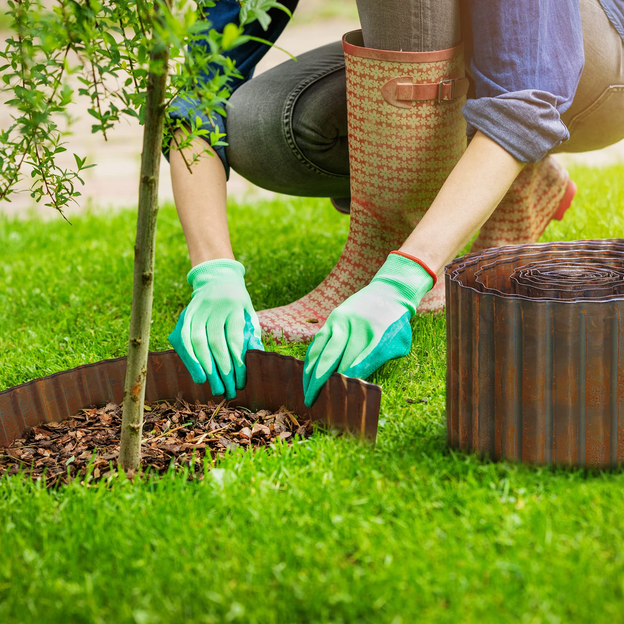 Worth edging beside garden tools illustrating scale and easy handling
