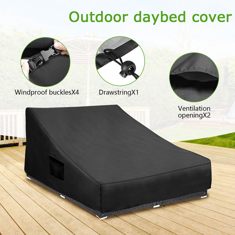 WORUO-covered rattan daybed on patio protecting furniture from weather