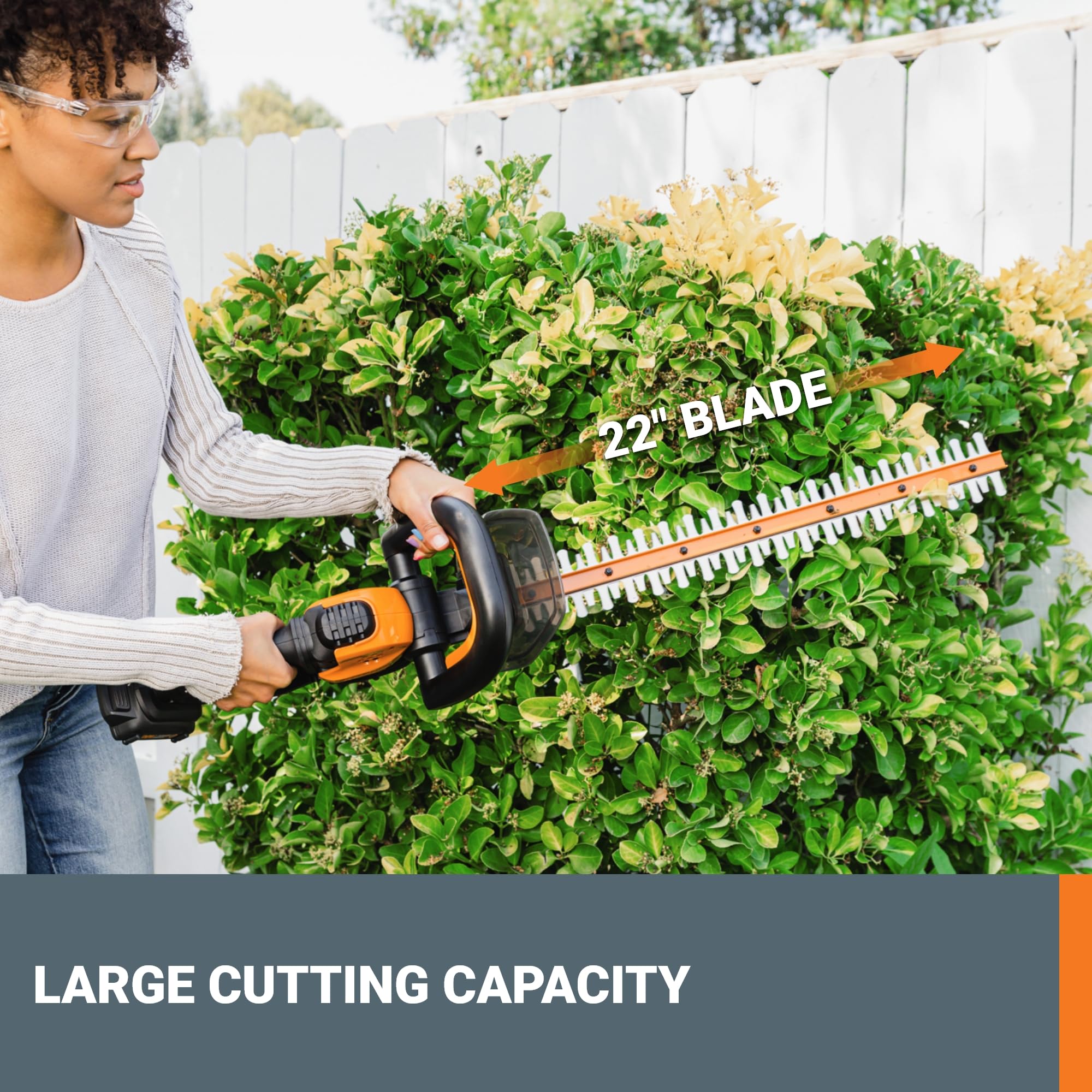 WORX blower side profile showing compact turbine design and powerful airflow benefit