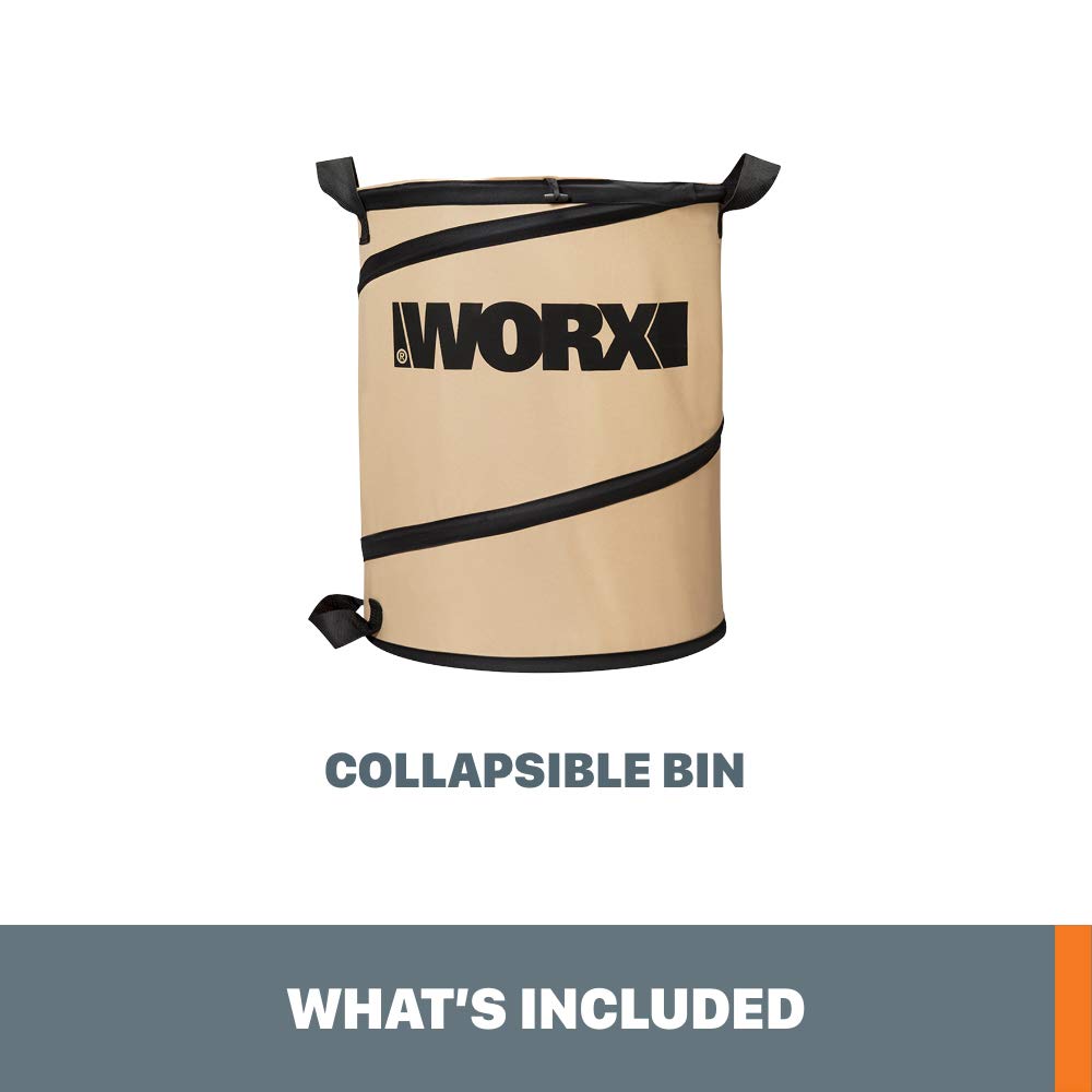 WORX collapsed bin stacked thin for compact storage and garage convenience