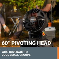 WORX pivot head detail illustrating 60° adjustability benefit