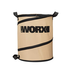 WORX front view of collapsible leaf bin showing capacity and quick setup benefit