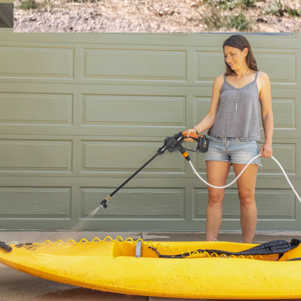 WORX portable bottle connector attached to 2L bottle for on-the-go water