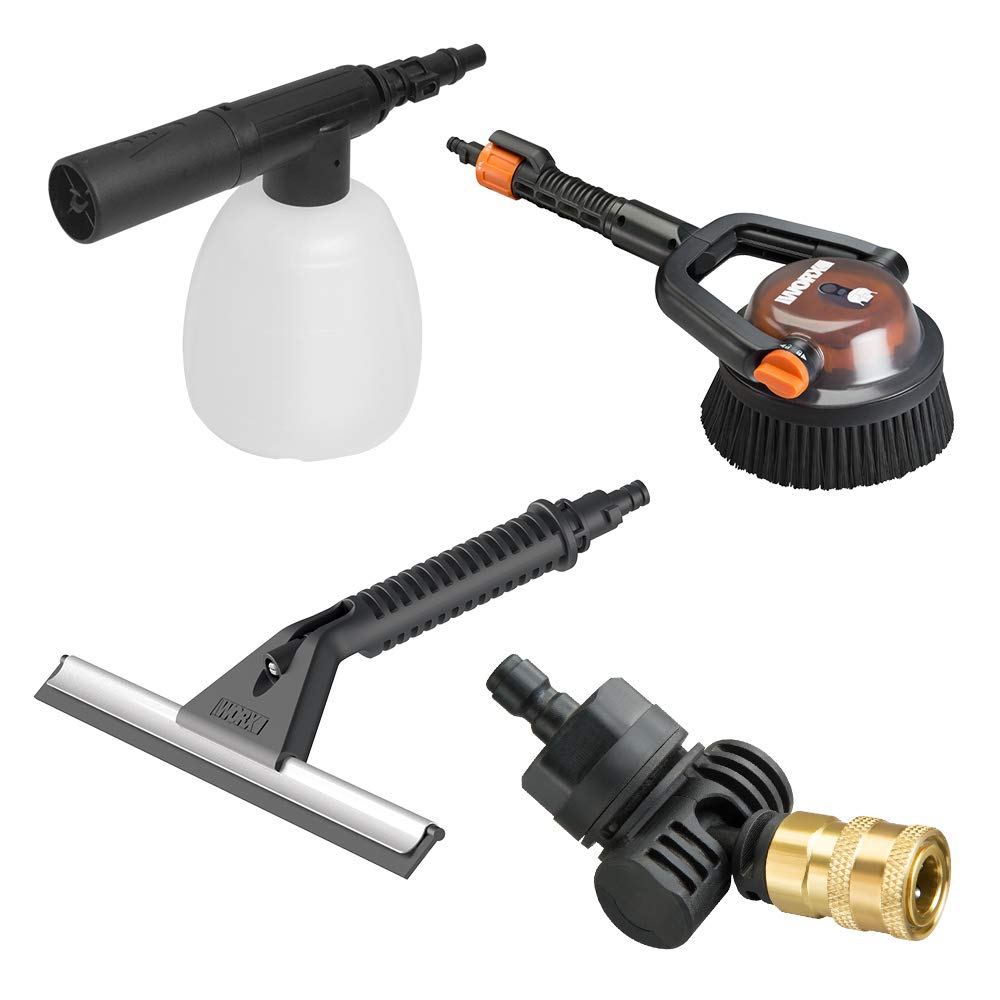 WORX deluxe kit overview showing all four Hydroshot attachments for versatile cleaning