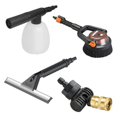 WORX deluxe kit overview showing all four Hydroshot attachments for versatile cleaning