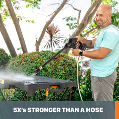WORX ergonomic handle and trigger close-up for comfortable prolonged use