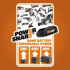 WORX Hydroshot Plus lance and 5-in-1 nozzle close-up highlighting spray versatility