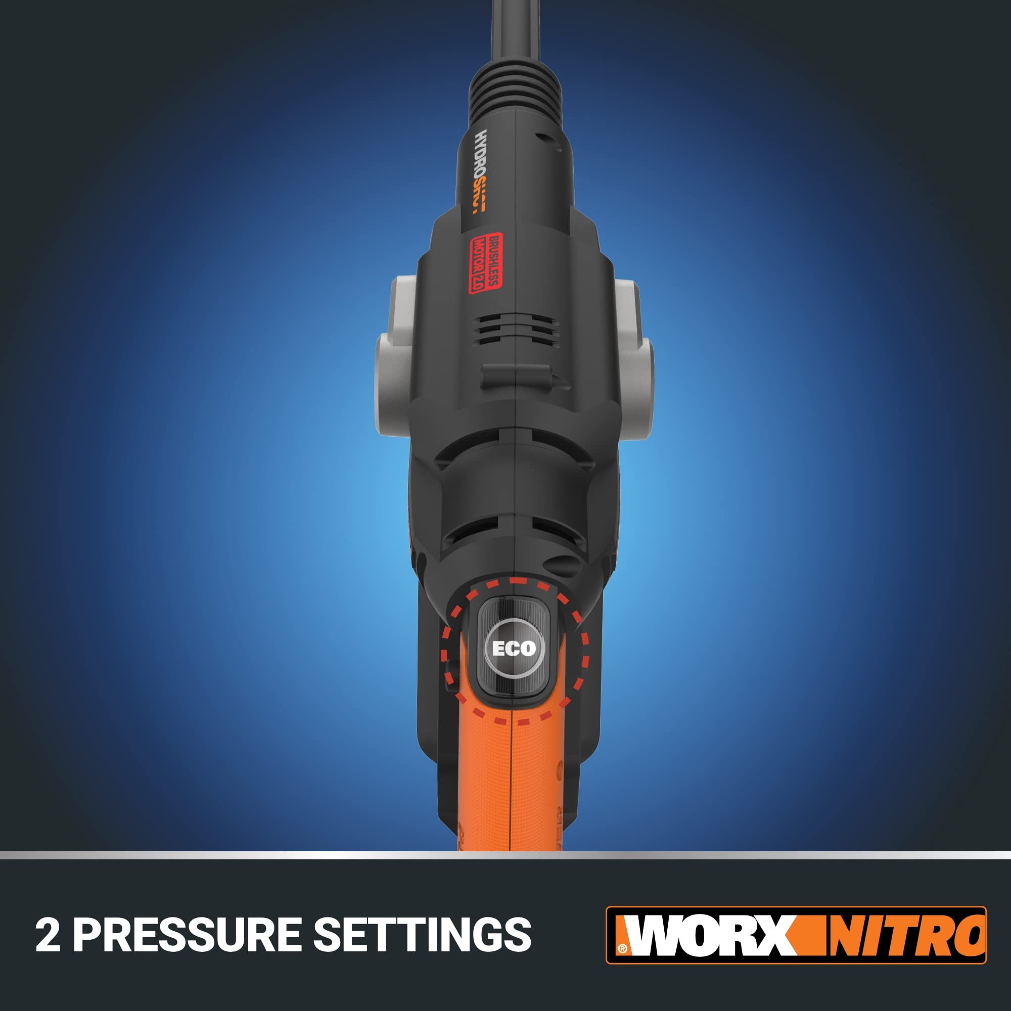 WORX Hydroshot Plus quick-connect adapter attached to garden hose for instant water