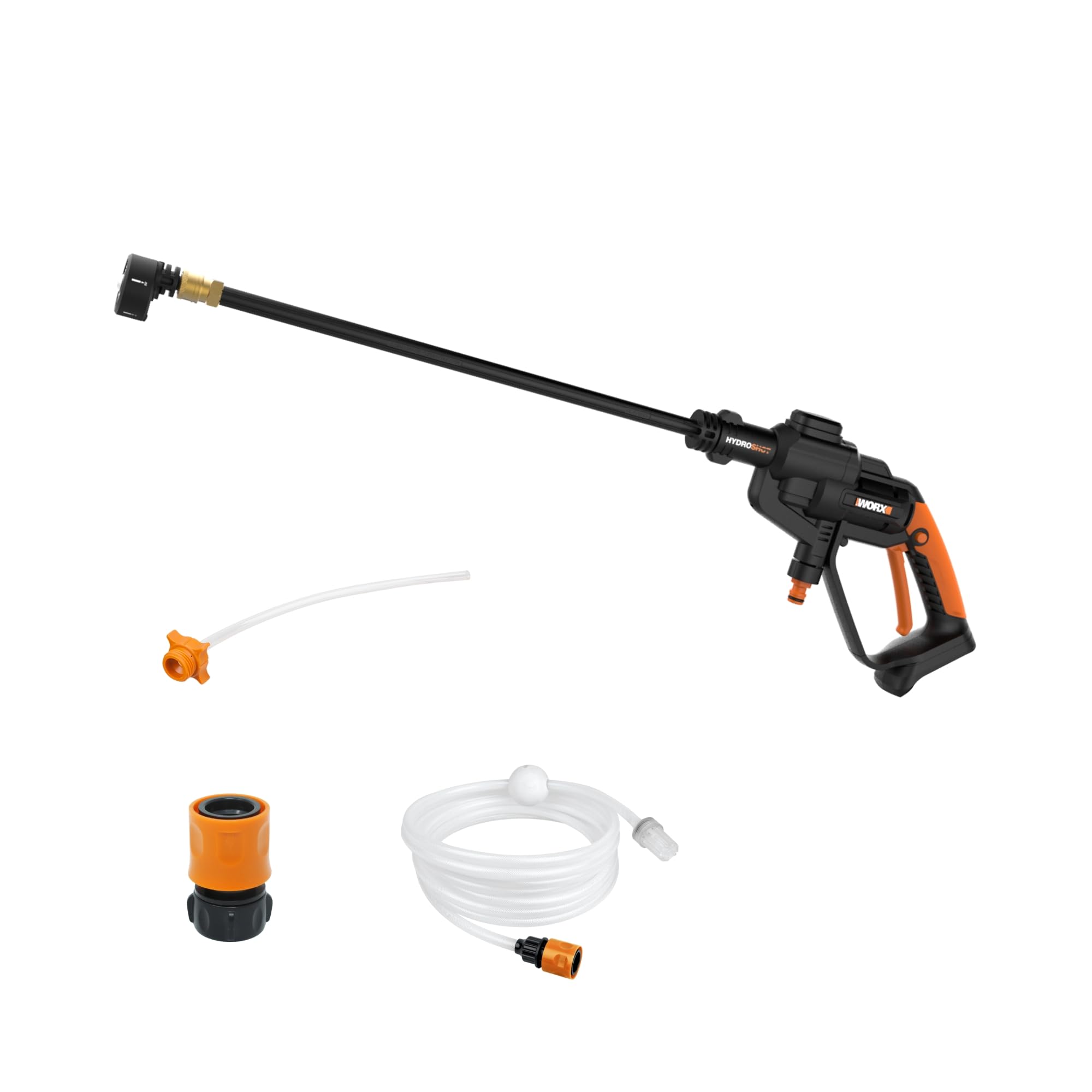 WORX Hydroshot front profile showing compact portable washer and benefits