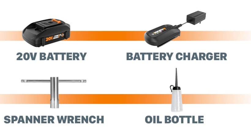 WORX oil reservoir indicator close-up to show easy lubrication