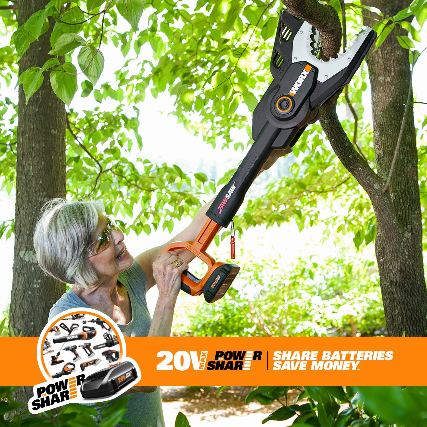 WORX in-hand scale photo highlighting lightweight, balanced control