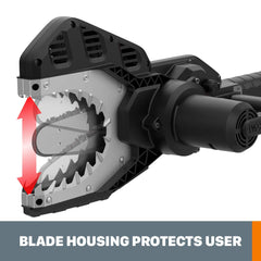WORX JawSaw held by user demonstrating easy one-hand maneuverability