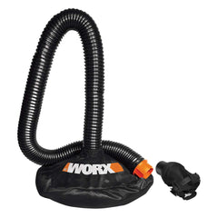 WORX leaf collection front view showing hood and hose for faster yard cleanup