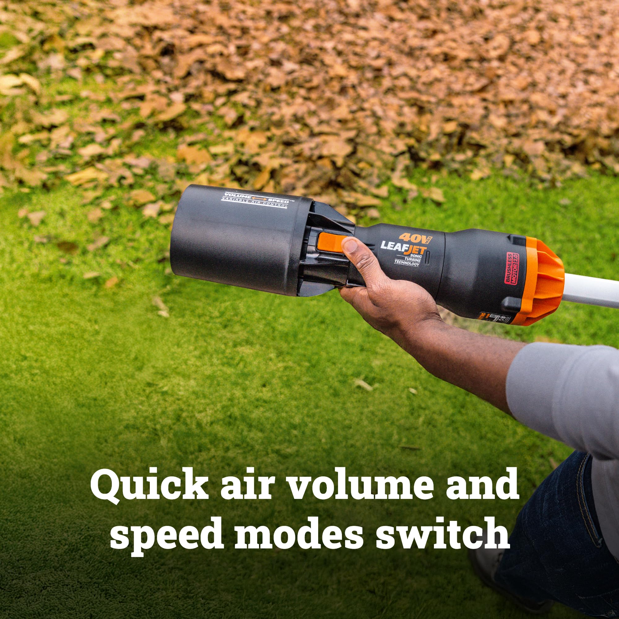 WORX Leafjet control panel with speed settings for precise airflow