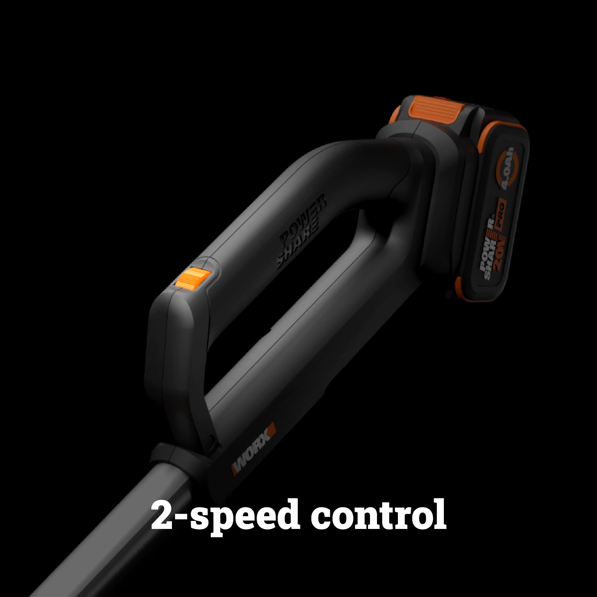 WORX grip detail highlighting ergonomic texture for comfortable one-handed use