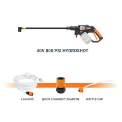 WORX long lance and 5-in-1 nozzle detail for versatile spray patterns