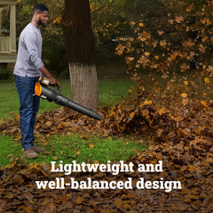 WORX nozzle close-up highlighting durable tip and focused airflow for efficient clearing