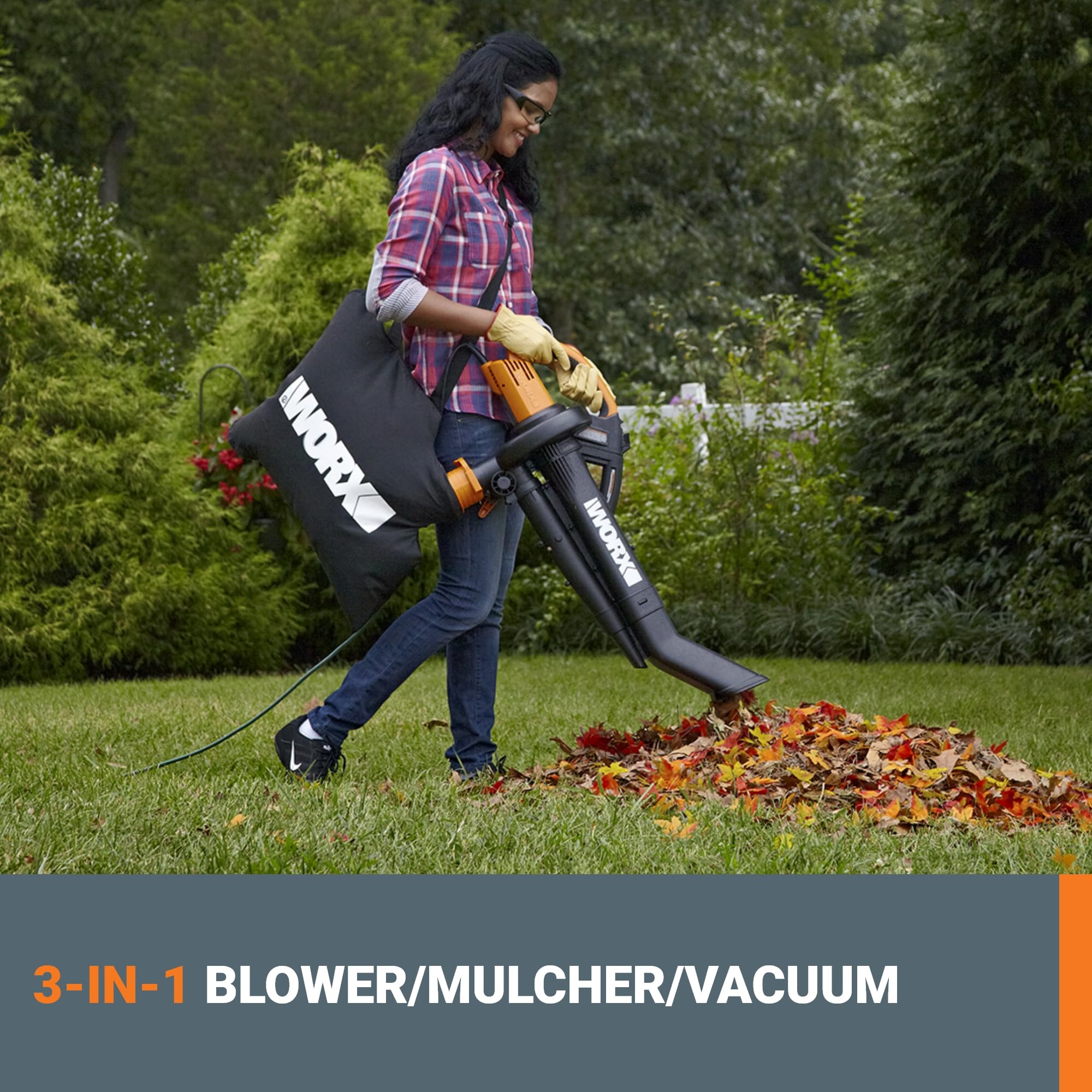 WORX Trivac curved vacuum tube reaching under obstacles for improved debris access