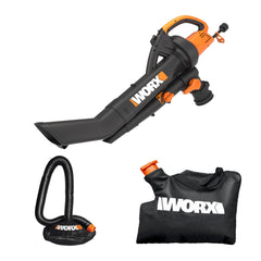 WORX Trivac front view showing controls and ergonomic handle for easier yard work