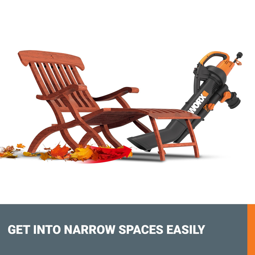 WORX Trivac blowing leaves from a driveway faster with high airflow power