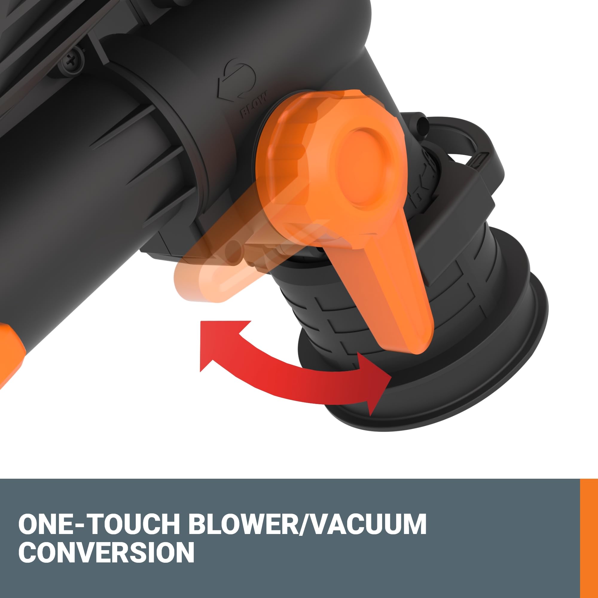 WORX Trivac vacuuming under patio furniture to remove hidden leaf debris