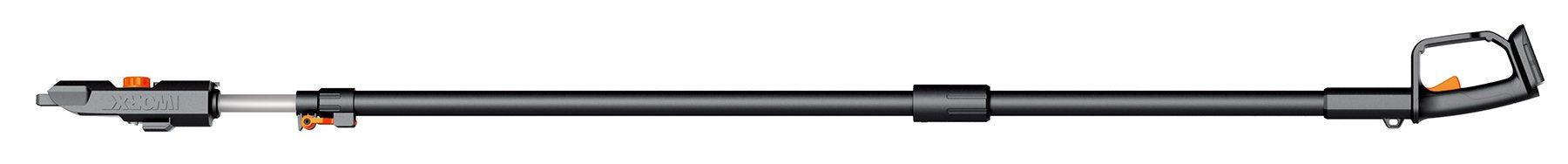 WORX WA0167 extension pole attached to WG322 showing extended reach and safer pruning