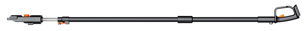 WORX WA0167 extension pole attached to WG322 showing extended reach and safer pruning