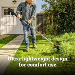 WORX side profile with 5.0Ah battery attached demonstrating runtime benefit
