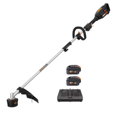 WORX WG186 front view showing controls and 15 inch cutting head for precise trimming