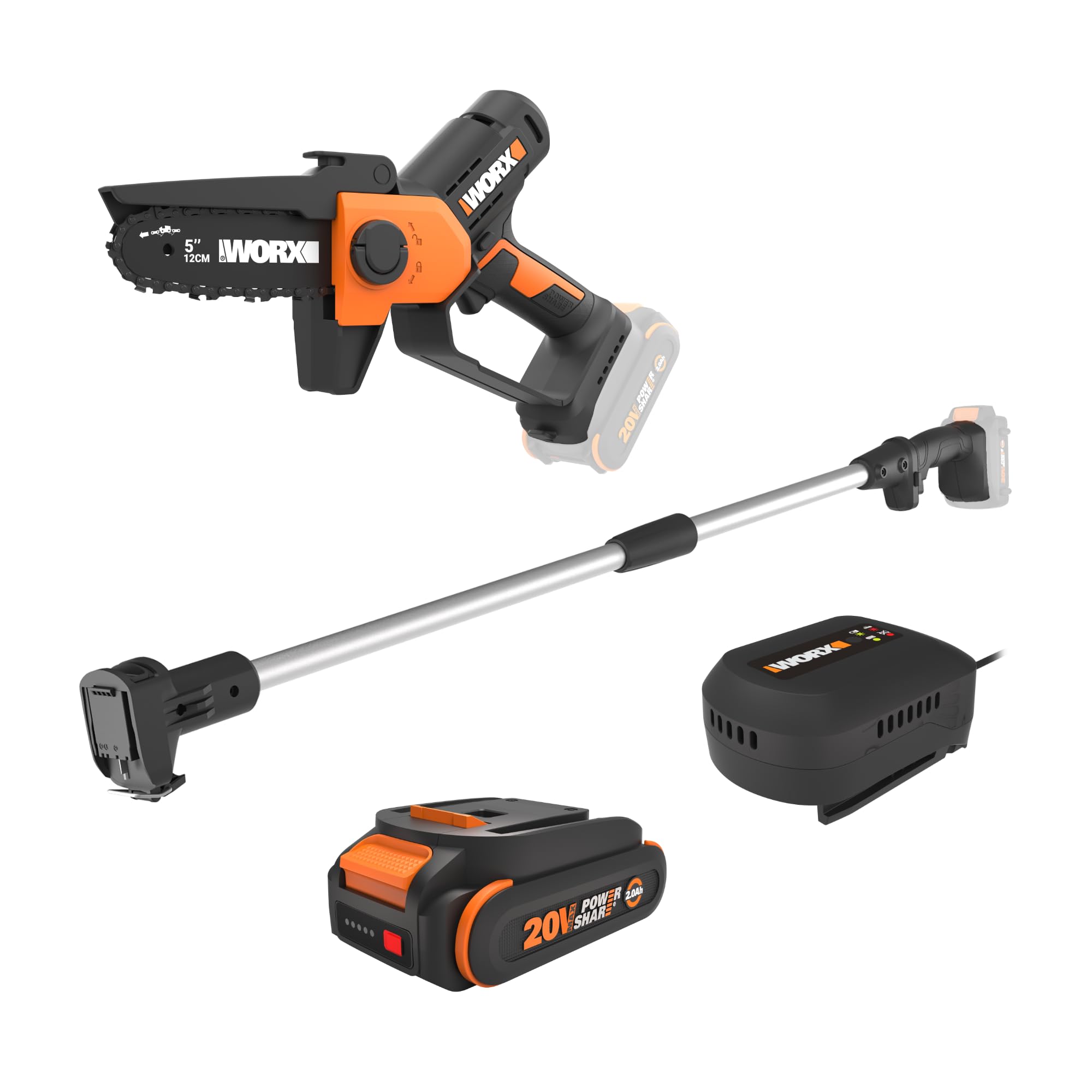 WORX WG326.1 front angle view showing compact design and easy control benefit