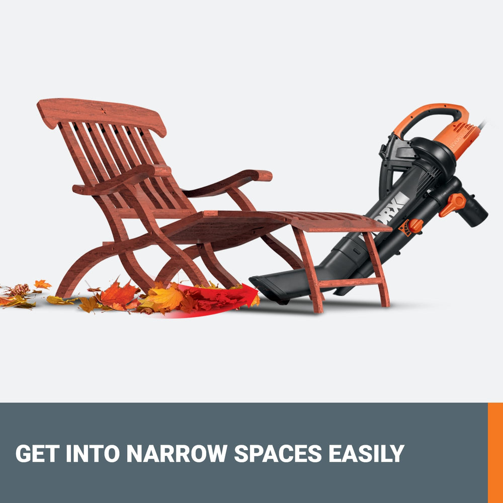 WORX WG509 beside a ruler for scale showing lightweight, portable design benefit
