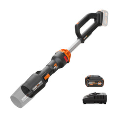 WORX WG543 front view showing compact blower and ergonomic handle for comfortable use