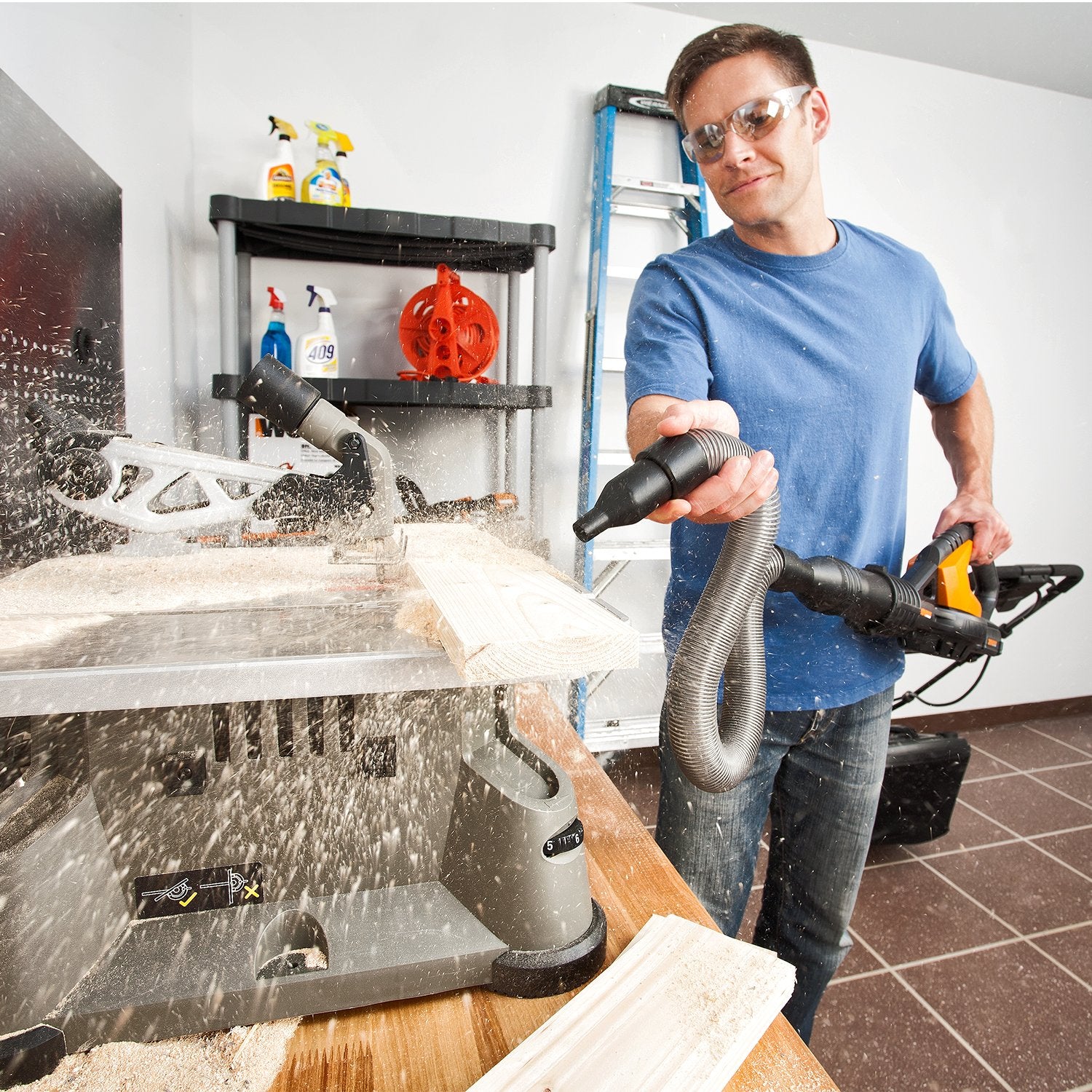 WORX WG545.9 laid out with nine included attachments for versatile cleaning