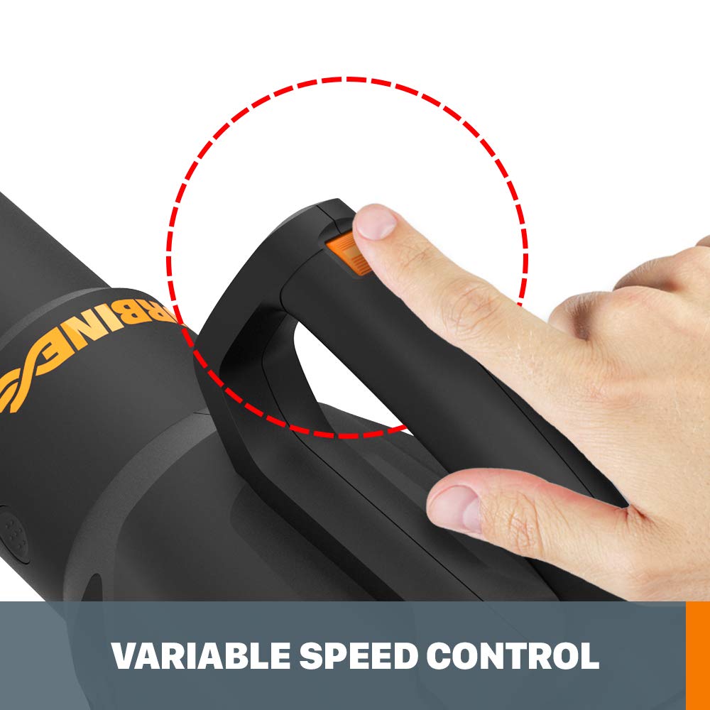 WORX side view showing handle and controls for comfortable one-handed use
