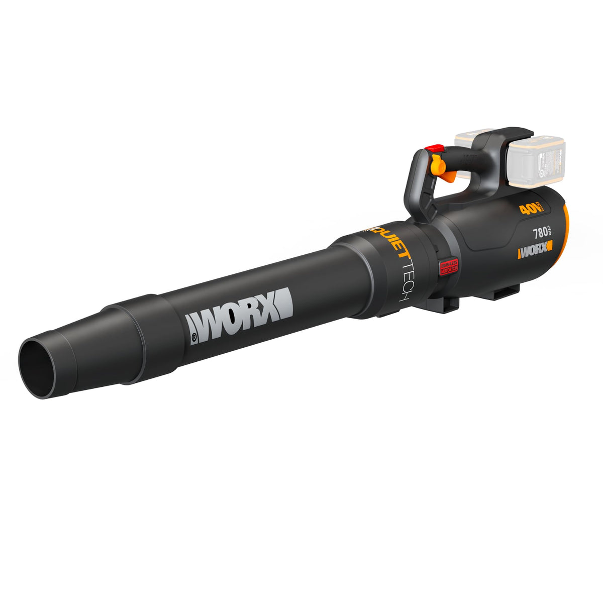 WORX front view of WG582.9 blower showing compact design and high power