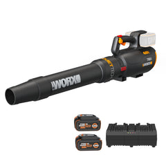 WORX WG582 front view showing sleek blower body and balanced stance for easy handling