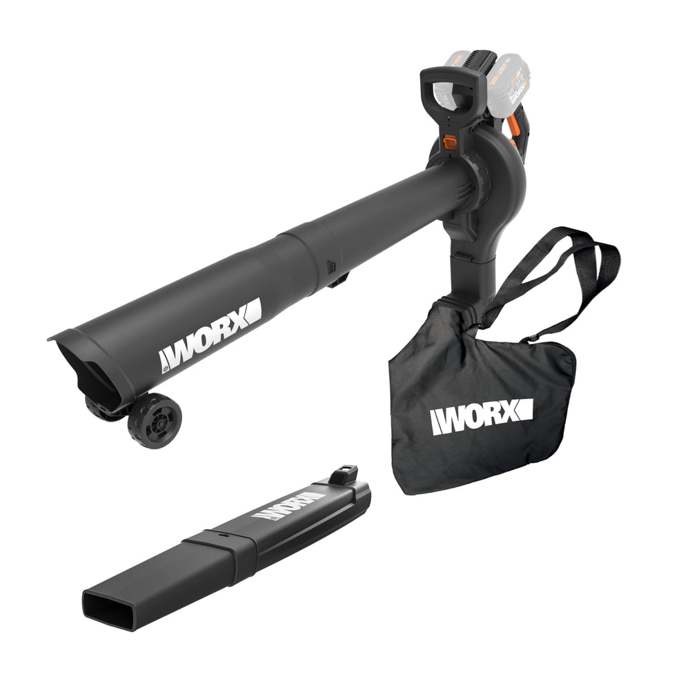 WORX WG583.9 front view showing blower tube and handle for easy operation