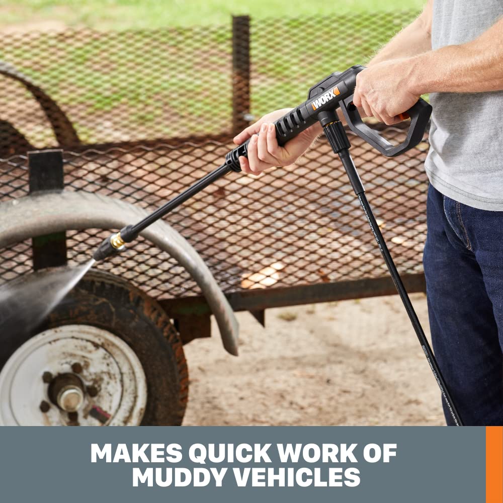 WORX in-use cleaning a driveway showing efficient outdoor performance