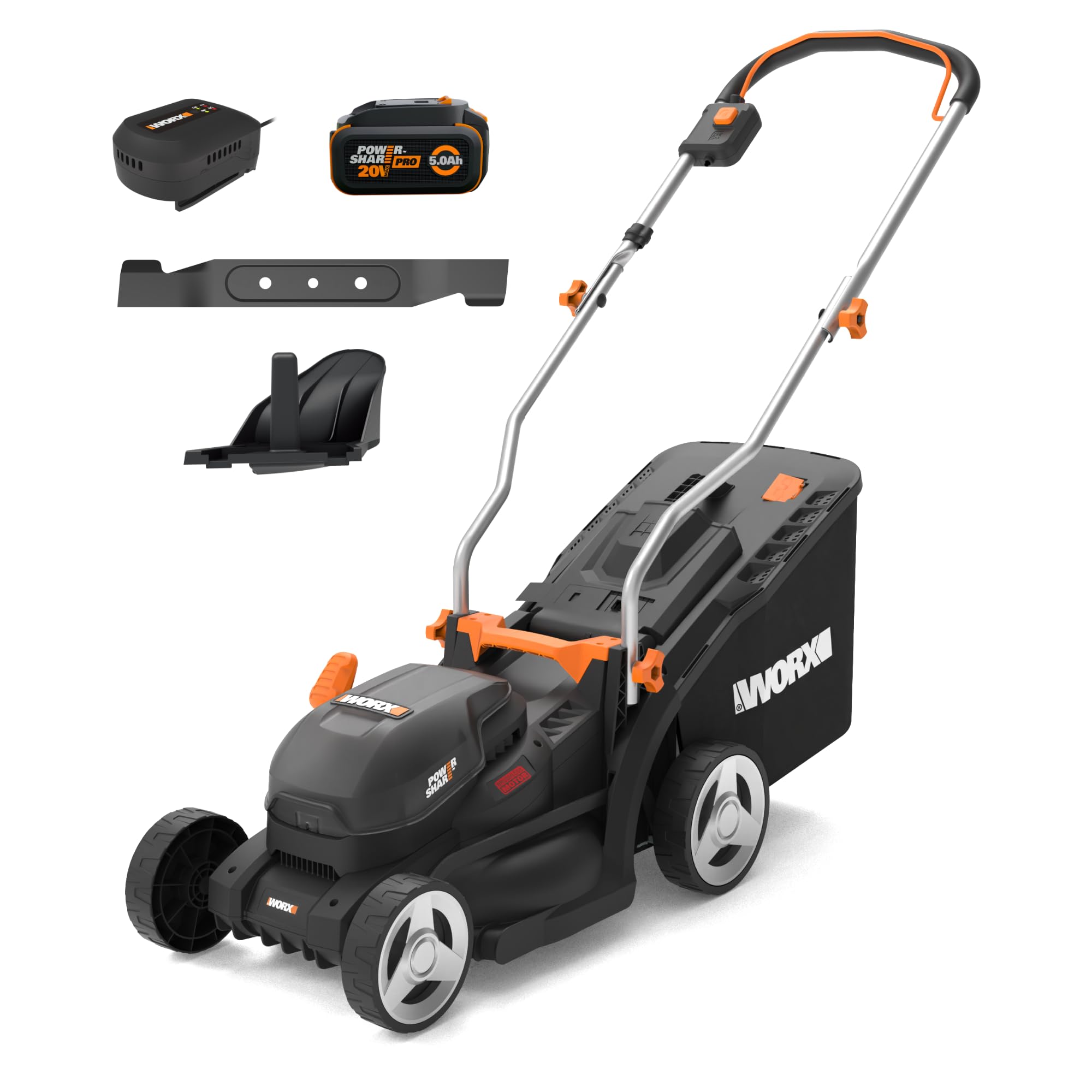 WORX WG733.1 front view showing compact deck and easy storage benefit