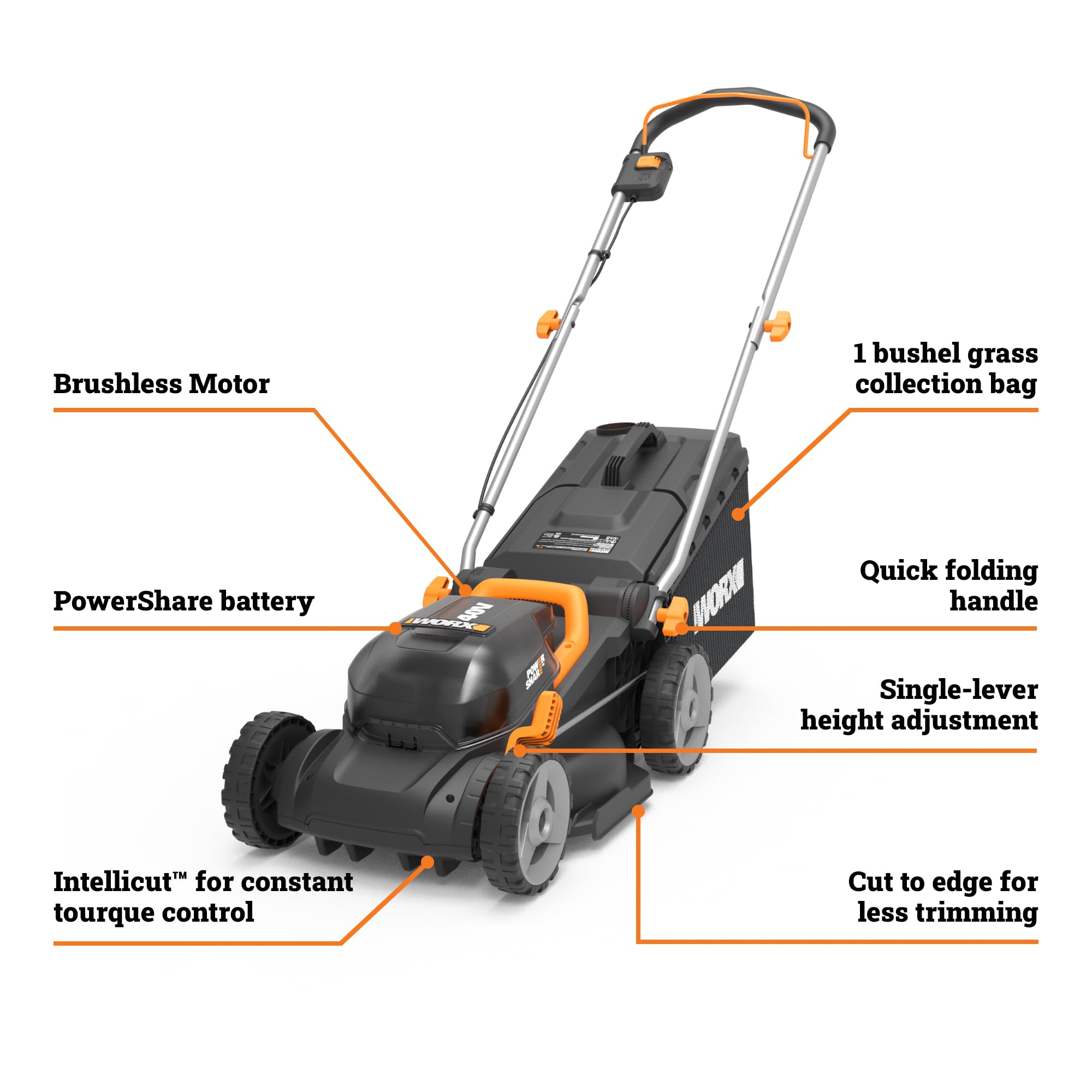 WORX WG735 mowing a small yard illustrating clean, even cut