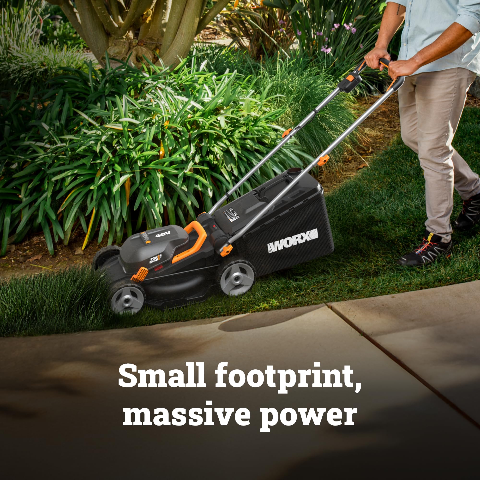 WORX WG735 cut-to-edge deck detail for closer border cuts