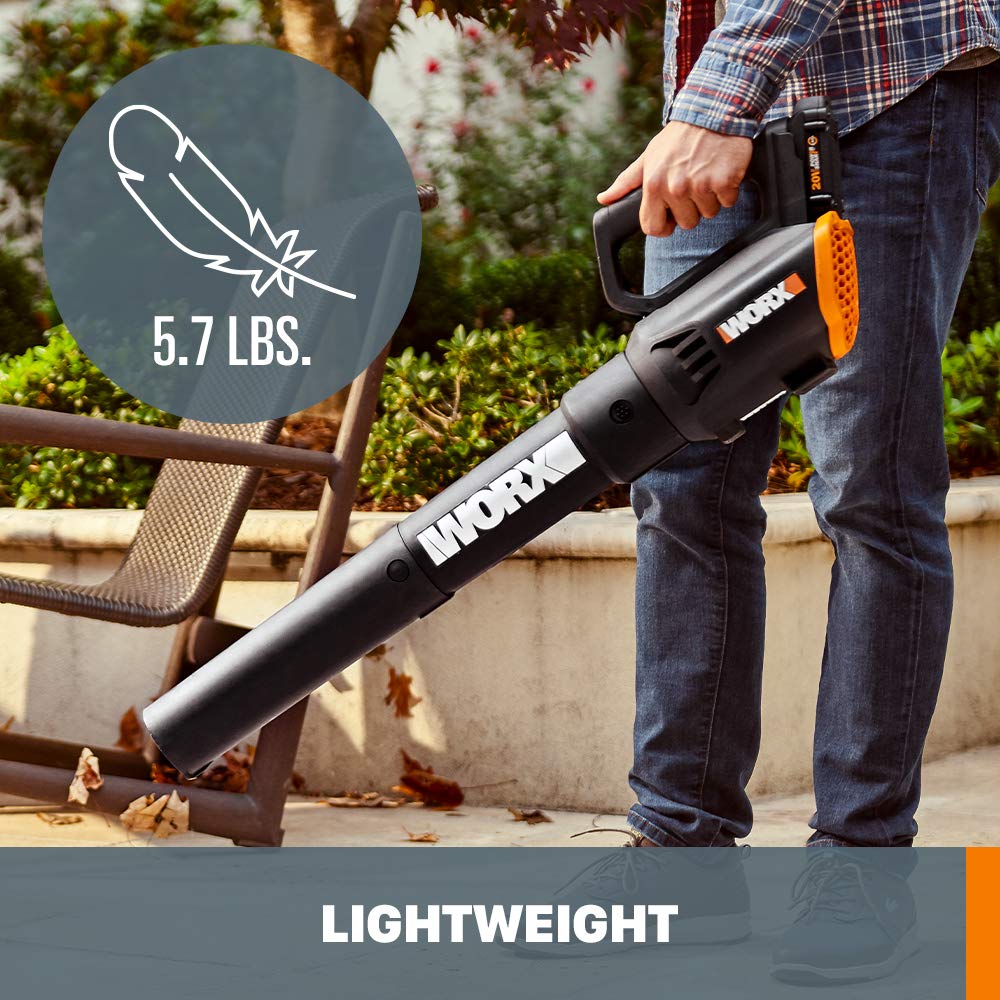 WORX Turbine blower side profile illustrating lightweight ergonomic design benefit