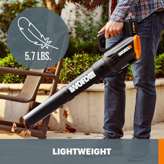 WORX Turbine blower side profile illustrating lightweight ergonomic design benefit