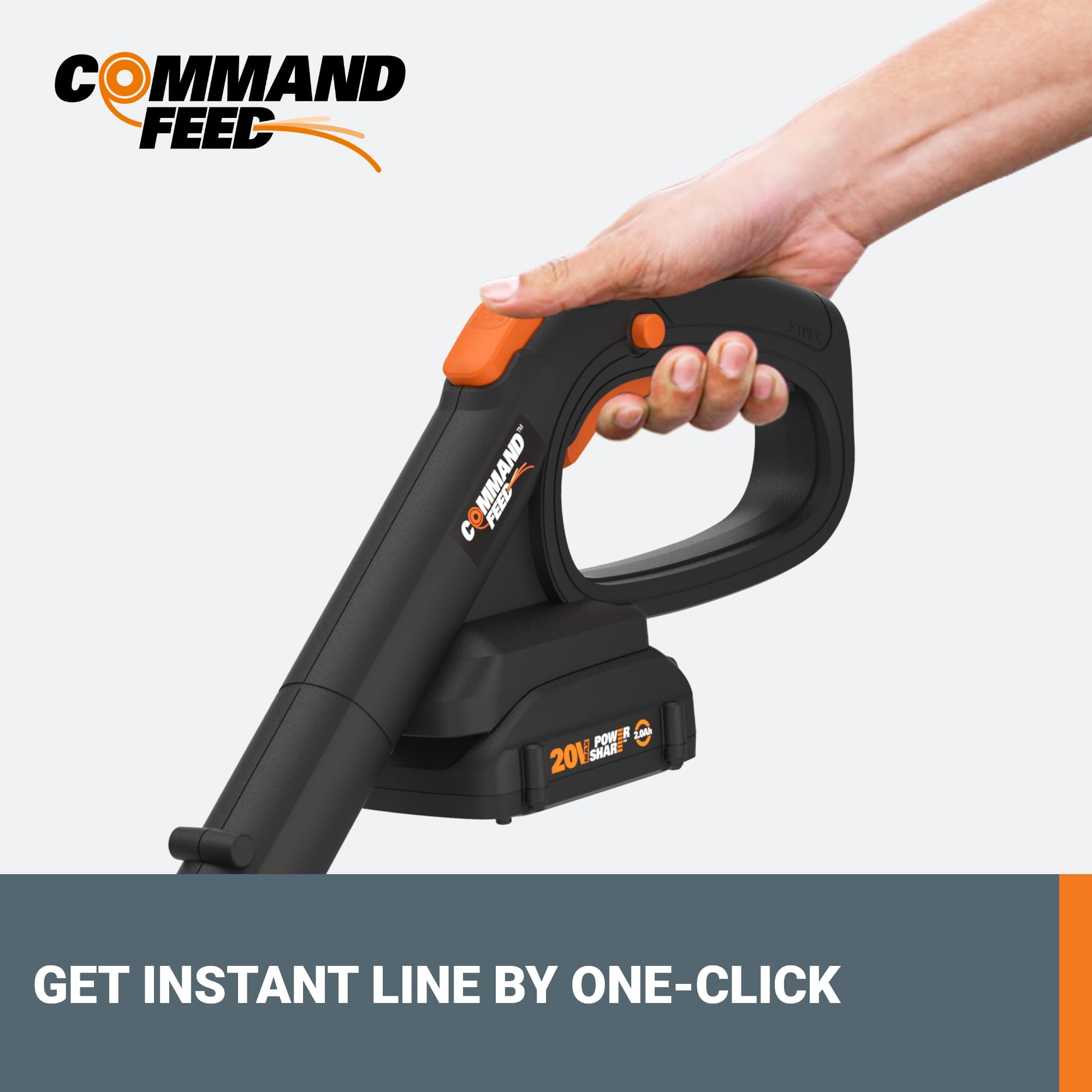 WORX turbine blower clearing leaves in yard for fast debris removal