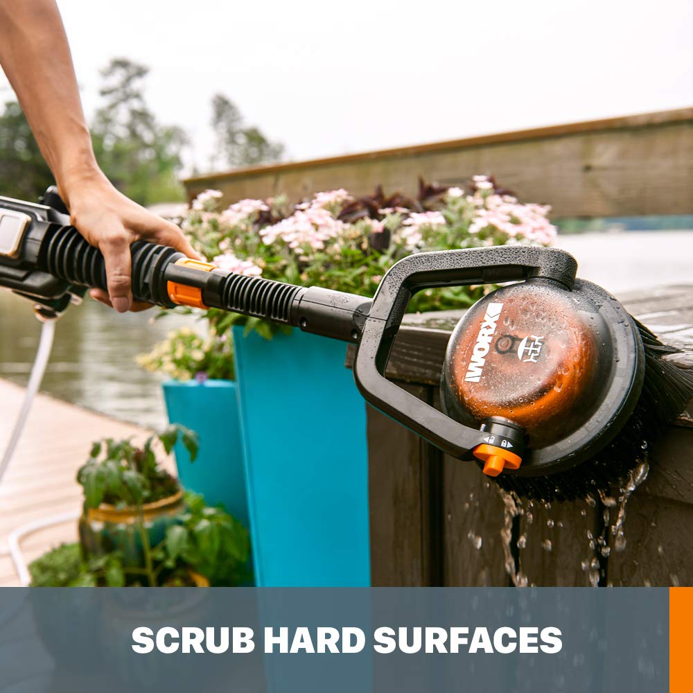WORX 12-inch window squeegee with sprayer delivering streak-free window cleaning