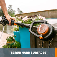 WORX 12-inch window squeegee with sprayer delivering streak-free window cleaning