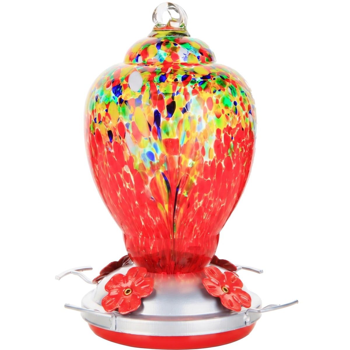 WOSIBO front view showing colorful red-sunrise glass attracting birds